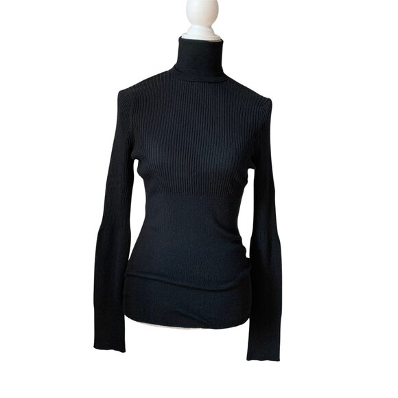MAX STUDIO Ribbed Turtleneck Sweater in Black Size LARGE - Picture 5 of 16